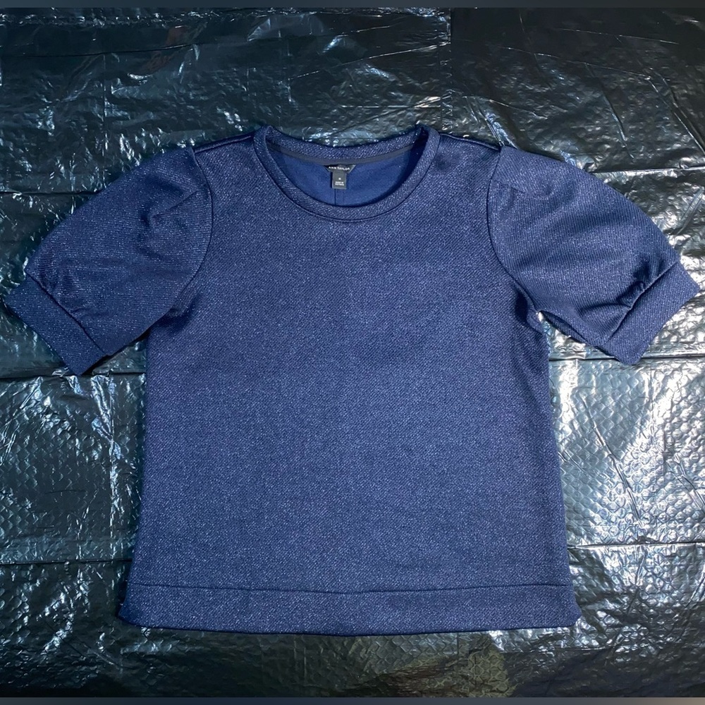 Ann Taylor Dark Navy Blue Sparkle Top